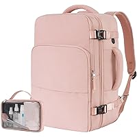 Travel Backpack, Carry On Backpack for Women, Airline Approved Personal Item Bag, Lightweight Weekender Bag, Laptop Backpack Hiking Business Casual Gym Daypack, Pink