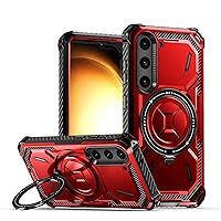 for Samsung Galaxy S22[Compatible MagSafe] Magnetic Ring Stand Phone case[Military Grade Drop Protector][Shockproof Protective Kickstand Cases] Women Men Holder Cover for Samsung S22 5G Red