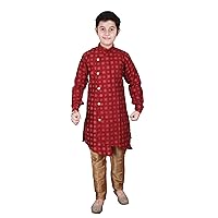 Kids Ethnic Indian Silk Floral Printed Kurta Sets For Boys| Pack Of 1 (S-139)