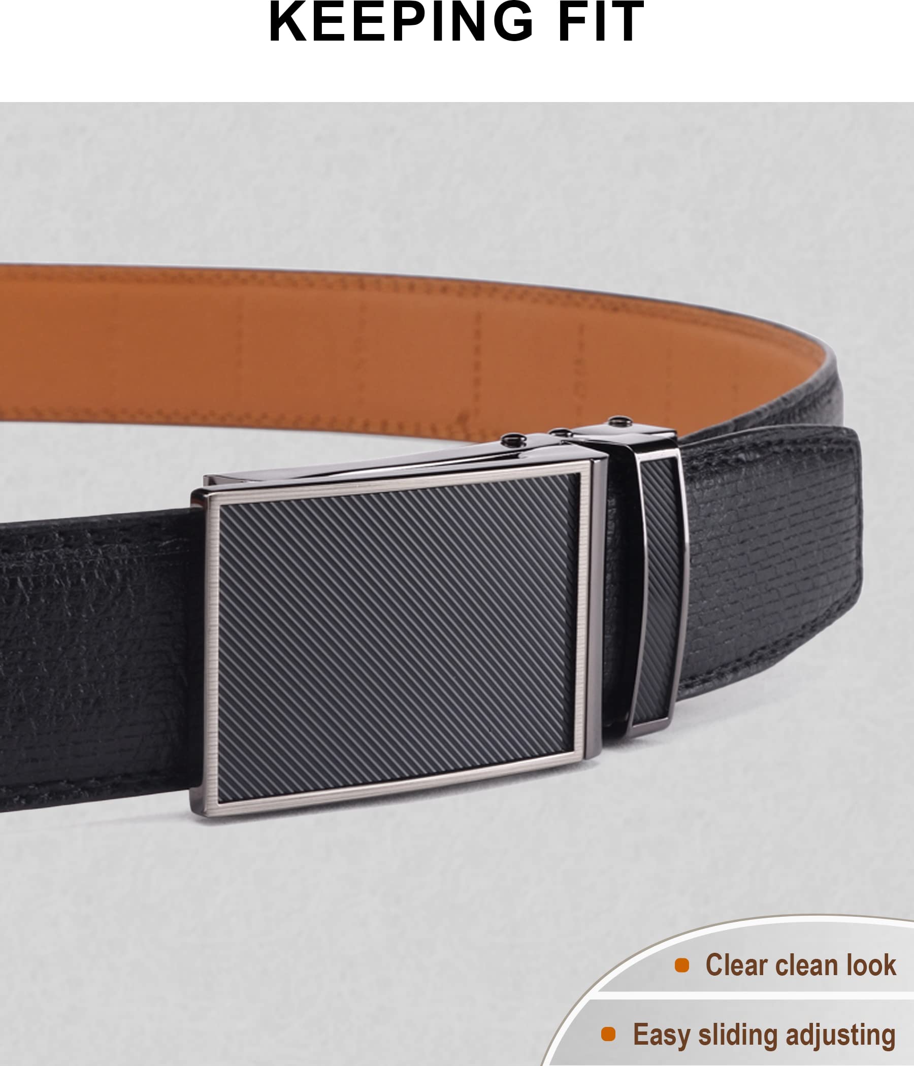 BULLIANT Men's Belt, Brand Ratchet Belt of Genuine Leather for Men Dress,Size Customized