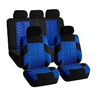 FH Group Car Seat Covers Full Set Premium Cloth - Universal Fit,Automotive Seat Cover,Low Back Front Seat Covers,Airbag Compatible,Split Bench Rear Seat,Washable Seat Cover for SUV,Sedan Blue