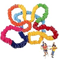 Cooperative Stretchy Band Elastic 78.74in Colorful Portable Tug of War Rope Tear Resistant Fleece Exercise Bands for Group Activities Party Games, Playground Equipment