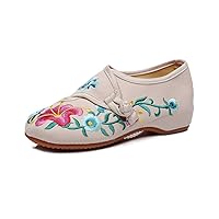 TRC Morning Glory Embroidered Women's Flat Shoes Canvas Embroidered Fabric Shoes Women's Loafer Shoes Big Size 34-43