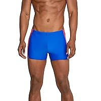 Speedo Men's Standard Swimsuit Square Leg Splice, Blue/Spicy Orange, X-Large