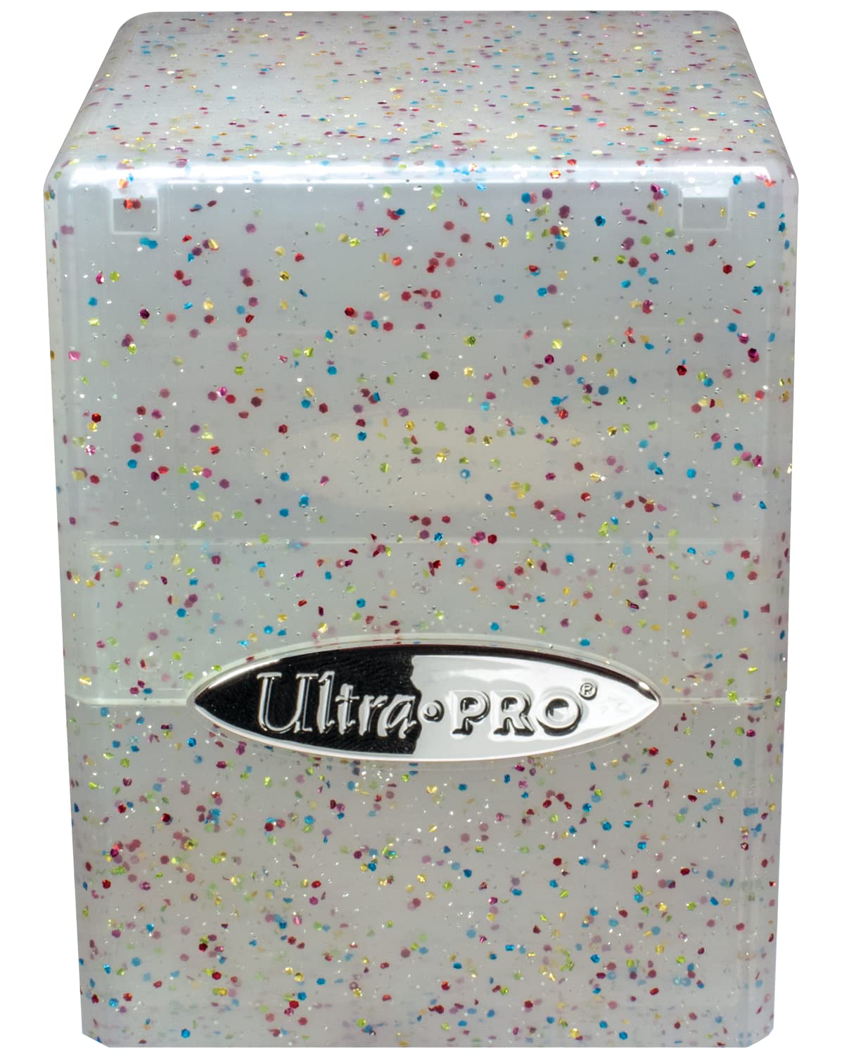 Ultra Pro - Satin Cube 100+ Card Deck Box (Glitter Crystal) - Protect Your Gaming Cards, Sports Cards or Collectible Cards In Stylish Glitter Deck Box, Perfect for Safe Traveling