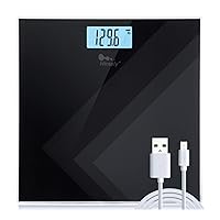 himaly Digital Body Weight Scale, USB Rechargeable Bathroom Scale with Step-On Technology, Back Light Display, Digital Weight Scale, 400Ibs/180kg Capacity, 6mm Tempered Glass
