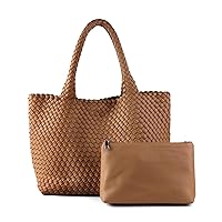 LEMONEYE Women's PU Hand woven Handbag Shoulder Bag Fashion Belt Wallet Suitable for Work Shopping Travel Daily