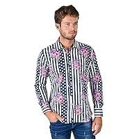Barabas Men's Floral Polka Dotted Pattern Button Down Shirts B351