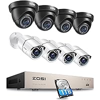 8CH 5MP Lite H.265+ Security Camera System Outdoor with 1TB Hard Drive, 8 Channel Wired DVR with 8pcs 1080P Weatherproof CCTV Cameras with Night Vision,Remote Access for 24/7 Recording
