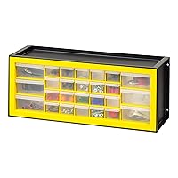 IRIS USA Screw Organizer, Hardware Storage Organizer, 26 Drawer Parts Cabinet, Plastic Drawer Storage for Hardware Crafts, Small Parts, Nuts and Bolts, Tool Storage, Scrapbook Art Hobby - Yellow