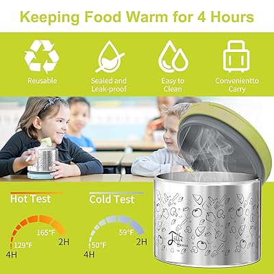 Lille Home Lunch Box Set, A Vacuum Insulated Bento/Snack Box Keeping Food Warm for 4-6 Hours, Two Stainless Steel Food Containers, A Lunch Bag, A