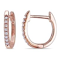 0.15 Ct.t.w Round Diamond Cz Huggie Hoop Earrings in Solid 14K Rose Gold Plated Silver