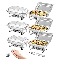 Vevor 8 Quart Chafing Dish Buffet Set Full Size Rectangular Chafer for Catering, 6 Packs, Silver : Home & Kitchen