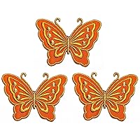 Kleenplus 3pcs. Mini Cute Insect Butterfly Orange Patch Comics Kids Cartoon Patches Embroidered Patches for Clothe Jeans Jackets Hats Backpacks Costume Sewing Repair Decorative