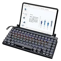 Typewriter Keyboard Wireless, Retro Keyboard Typewriter Style Mechanical Switches Multi Devices Connection for iPad/Mac/PC/Tablet Upgraded USB-C Interface (Leather Black)