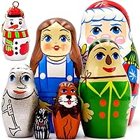 AEVVV Wizard of Oz Matryoshka Nesting Dolls Set 5 pcs + Santa Nesting Doll and Christmas Keychain