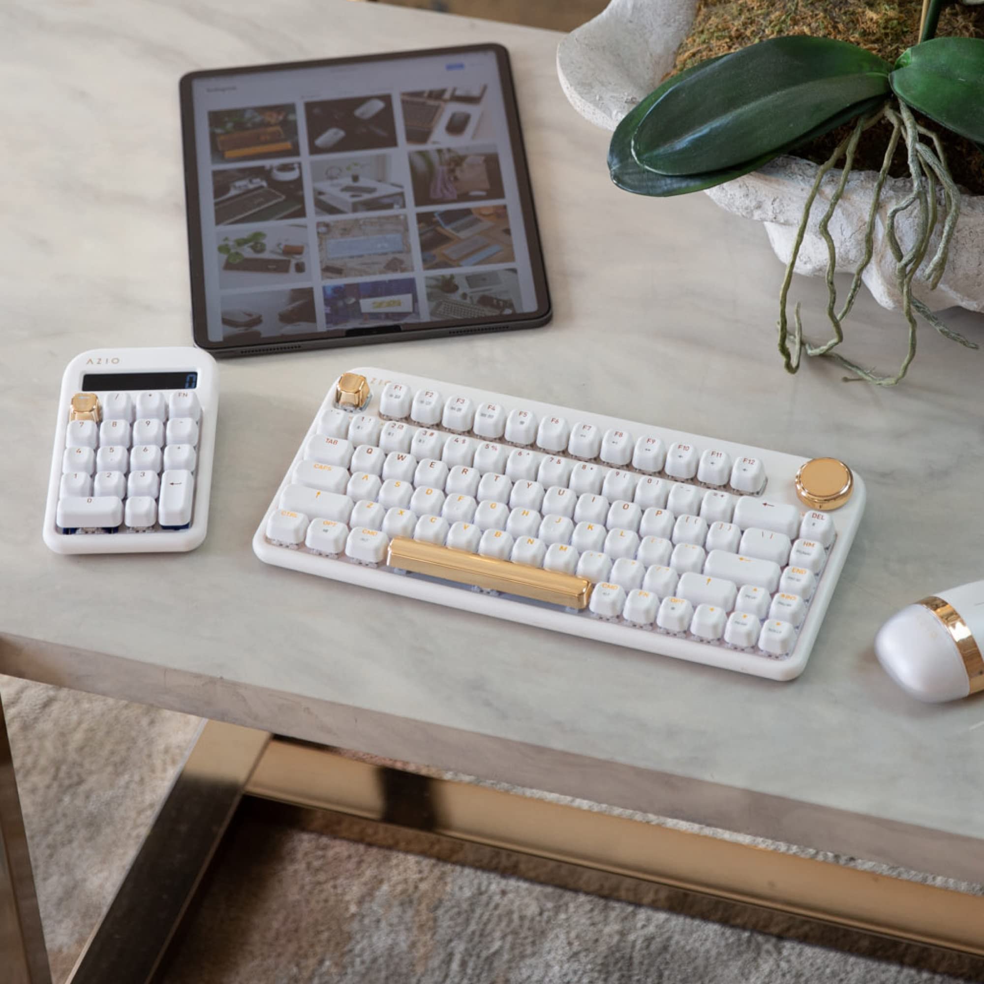 Azio IZO Wireless BT5/USB PC & Mac Mechanical Keyboard, White Blossom