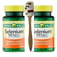 Spring Valley - Selenium 200 mcg, 100 Tablets (Pack of 2) + 1 Mini Pill Container (Color Varies)