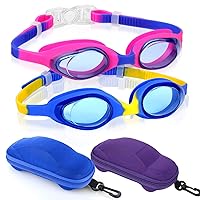 2 Pack Kids Swim Goggles, Swimming Goggles Anti-fog Water Pool Glasses for Kids Girls Boys Toddlers Child Age 2-12