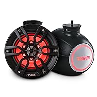 DS18 NXL-PS6BK 2-Way Wakeboard Tower Speakers with Integrated RGB Lights - 300 W MAX – Perfect for Jet Skies, Ideal for ATV, UTV, Jeep, Side by Side, Marine, RZR