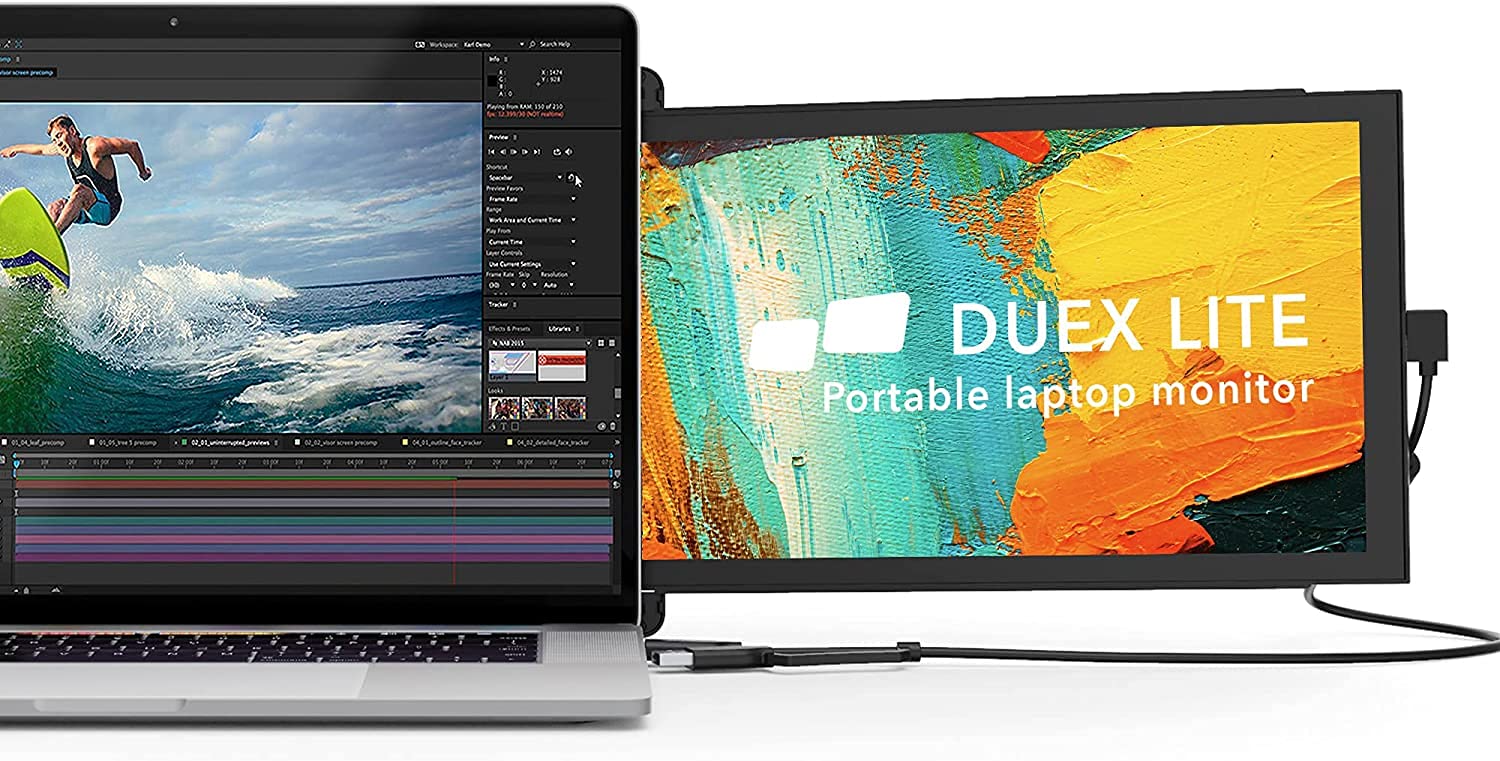 Mobile Pixels Duex Lite 12.5" Portable Monitor for laptops Plug and Play USB Type C/A (Gray)