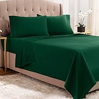 Empyrean Full Size Sheets - 4 PC Super Soft Bed Sheets Full Size - Double Brushed Microfiber Full Size Bed Sheets - Hotel Luxury Hunter Green Full Size Sheet Sets, with 4 Corner Elastic Straps