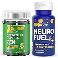 NATURAL STACKS Magnesium Ashwagandha Gummies 30ct with Neurofuel Noottropics Brain Support Supplements 45ct