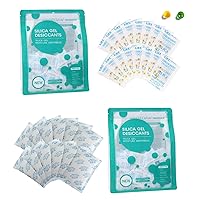Silica Gel Desiccant Packs Set, 2g 500pcs Indicator Silica Gel Desiccant and 100g 6pcs Pure White Desiccant Pack for Moisture Control, Food Grade Silicone Packets Store Moisture Absorbers