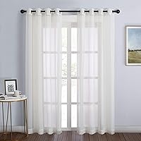 NICETOWN Sheer Curtains for Bedroom Windows 84 inch Length, Grommet Casual Voile Sheer with Light Filter Window Treatments for Nursery/Living Room, Beige, Set of 2, 54