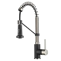 Kraus KPF-1610SFSMB Bolden 18-Inch Commercial Kitchen Faucet with Dual Function Pull-Down Sprayhead in All-Brite Finish, Spot Free Stainless Steel/Matte Black
