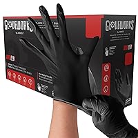 GLOVEWORKS Black Disposable Nitrile Industrial Gloves, 5 Mil, Latex & Powder-Free, Food-Safe, Textured