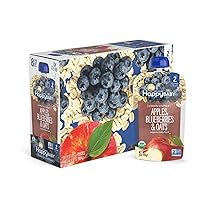 Happy Baby Organics Clearly Crafted Stage 2 Baby Food, Apples, Blueberries and Oats, 4 Ounce (8 Count)
