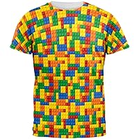 Old Glory Halloween Building Blocks Costume All Over Adult T-Shirt - 2X-Large Multicoloured