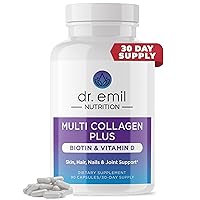 DR. EMIL NUTRITION Multi Collagen Peptides Plus Biotin and Vitamin D - Biotin and Collagen Supplements for Hair Skin and Nails - Biotin Pills for Hair Growth