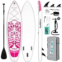 FunWater Inflatable Ultra-Light (17.6lbs) SUP for All Skill Levels Everything Included with Stand Up Paddle Board, Adj Floating Paddles, Pump, ISUP Travel Backpack, Leash,Waterproof Bag