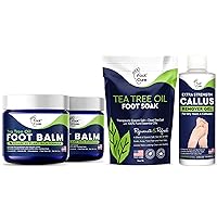 Tea Tree Oil Foot Balm - Foot Moisturizer for Dry Cracked Feet - Instantly Hydrates & Soothes Irritated Skin & Athletes Foot - Best Foot Care for Women and Men & Tea Tree Foot Soak, Callus Remover Gel