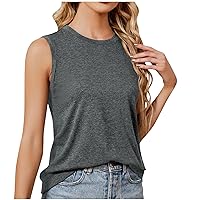 Womens Sleeveless Tops Crew Neck Tanks Causal Solid Summer Top, Women's Fashion Basic Shirts Y2k Going Out Clothes