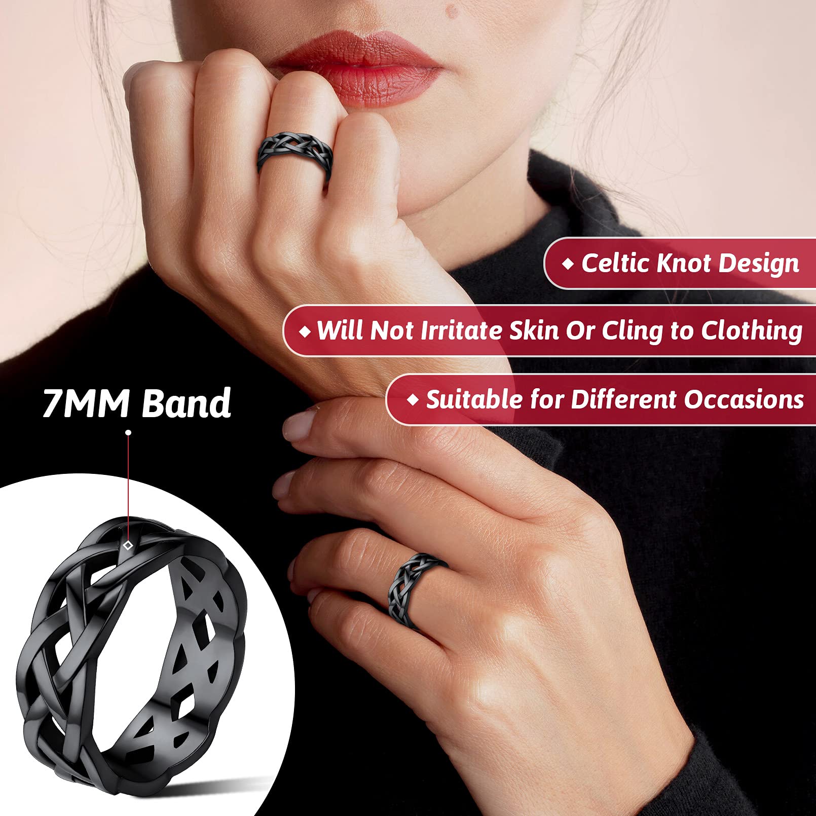 FaithHeart Celtic Knot Band Rings for Men Women, Stainless Steel/18K Gold Plated Viking Wedding Bands with Delicate Gift Packaging