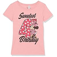 Disney Little, Big Minnie Mouse Sweet 4th Birthday Girls Short Sleeve Tee Shirt