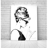B&W Audrey Rocks Wall Decor Audrey Hepburn, Fashion Illustration, Contemporary Art For Salon & Beauty Decor