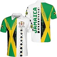 Camelliaa Shop Personalized Jamaica Flag Jamaican Pride AOP Lightweight Polo Shirt Unisex S-5XL, Jamaica Polo Shirt Men