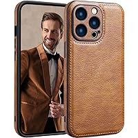 for iPhone 13 Pro Max Case Leather,Vintage Classic PU Leather Luxury Business Camera Frame Protection Cover,Soft Non-Slip Grip Anti-Scratch Shockproof Case for iPhone 13 Pro Max (Brown)