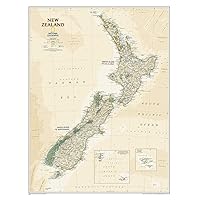 National Geographic New Zealand Wall Map - Executive - Laminated (23.5 x 30.25 in) (National Geographic Reference Map)