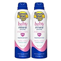 Baby Mineral Enriched, Won't Run Into Eyes, Reef Friendly, Broad Spectrum Sunscreen Spray, SPF 50, 6oz. - Twin Pack,6 Ounce (Pack of 2)
