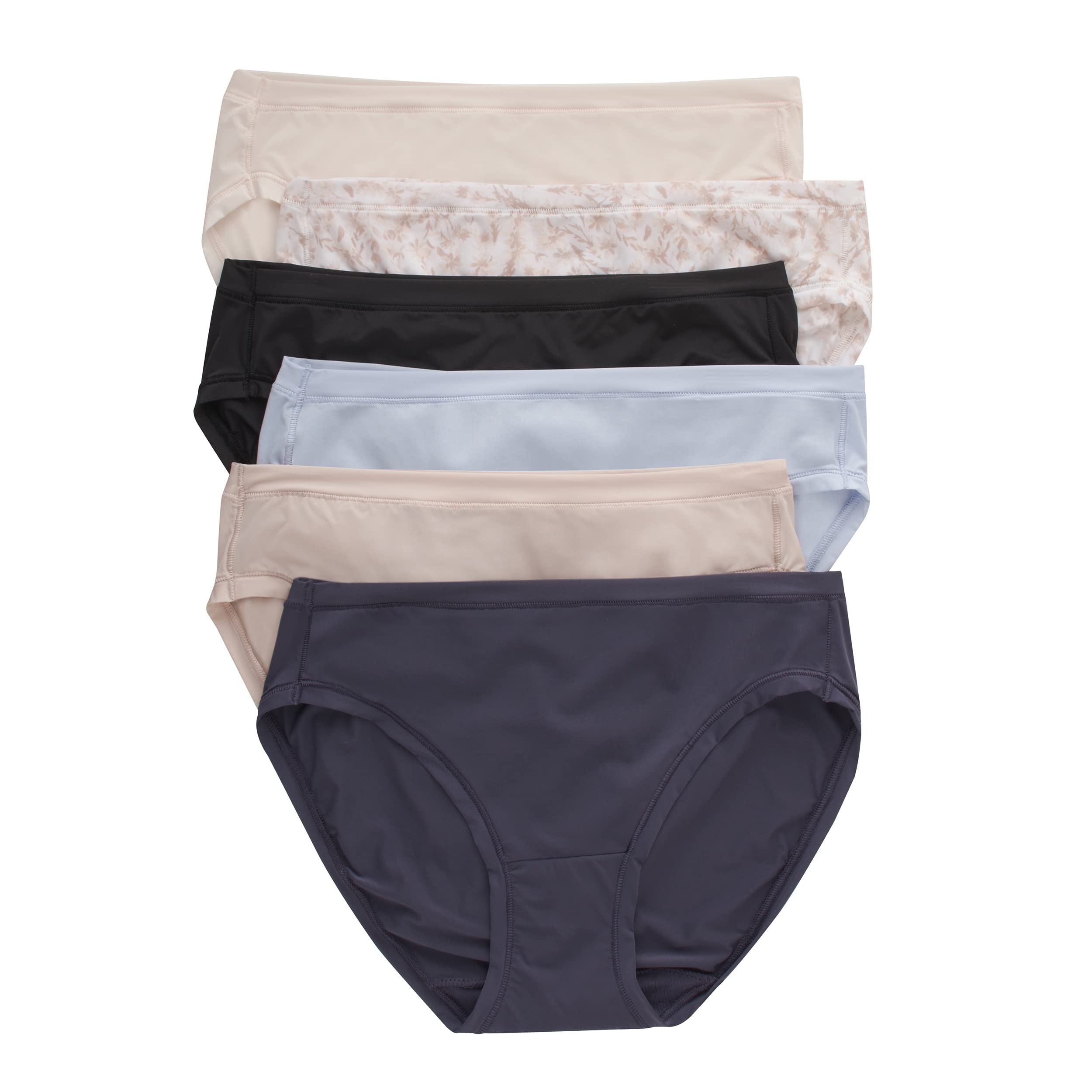 Hanes Women's ComfortFlex Fit Stretch Panties, Cooling Microfiber Underwear, 6-Pack (Colors May Vary)