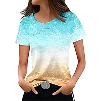 Women's Tops Trendy Fashionable Casual Crewneck Prints Short Sleeved Round Neck T-Shirt Top Sexy Tops, S-3XL