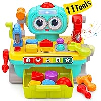 HOLA Toys for 1 Year Old Boy Toys - Robot Workbench Toys for 1 + Year Old Boy 11-in-1 Tool Set, Baby Tool Bench 1 Year Old Boy Birthday Gift with Sounds Lights Baby Toys 12-18 Months Toddler Toys