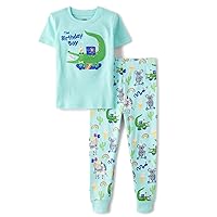 Gymboree Unisex Kid's and Toddler Birthday Gymmie Short Sleeve Top and Pant Cotton 2-Piece Pajama Sets