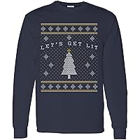 Let's Get Lit Christmas Tree - Funny Holiday Ugly Sweater Christmas Long Sleeve T Shirt