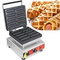 Waffle Maker, 10PCS 2000W Nonstick Electric Waffle Maker Machine, Temperature and Time Control, Stainless Steel 110V, Suitable for Restaurant Snack Bar